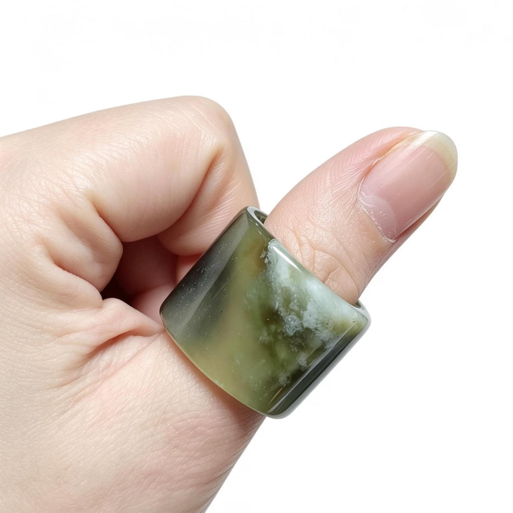 Certified Natural Xiuyan Jade Ring “Emerald Mist Strength” | Inner 18.6 mm  (US 8.75)  SL598 SL Precious