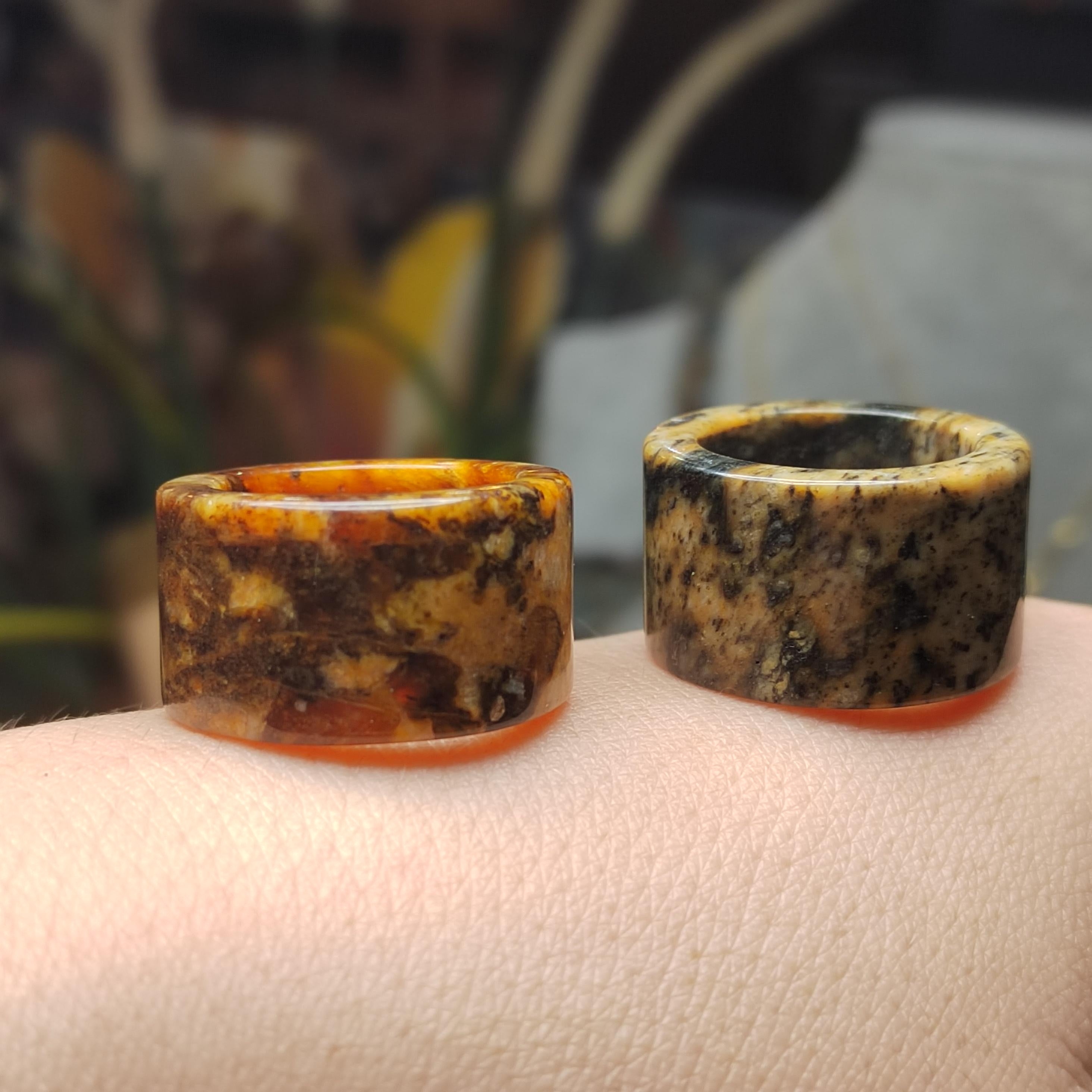 Certified Natural Xiuyan Jade Ring “Earth & Amber Harmony” |SL600A 17.8 mm (US 8) or SL600B 17.6 mm (US 7.75) SL Precious