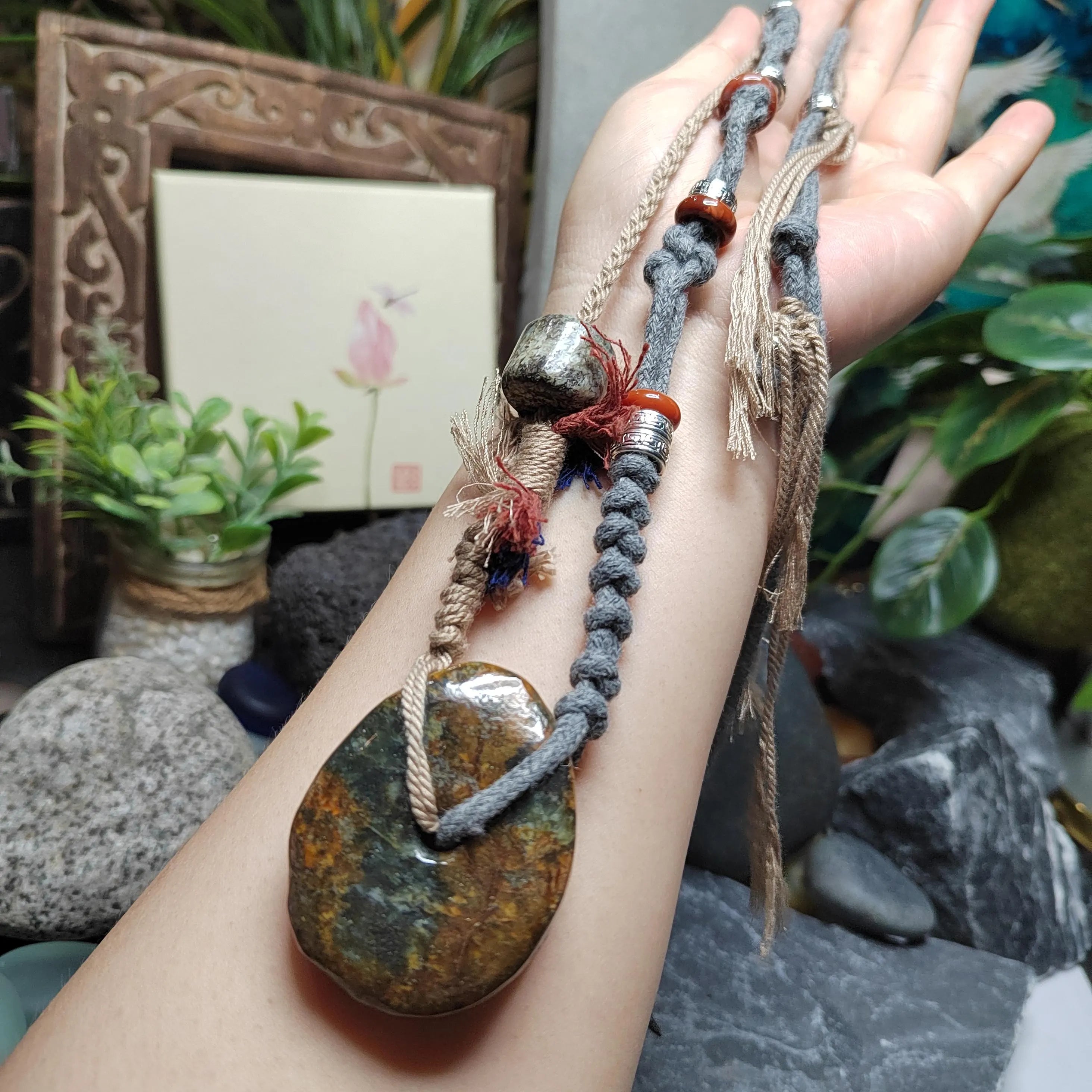 Certified Natural Hemo Jade Uneven Donut Pendant Necklace | SL601 SL Precious