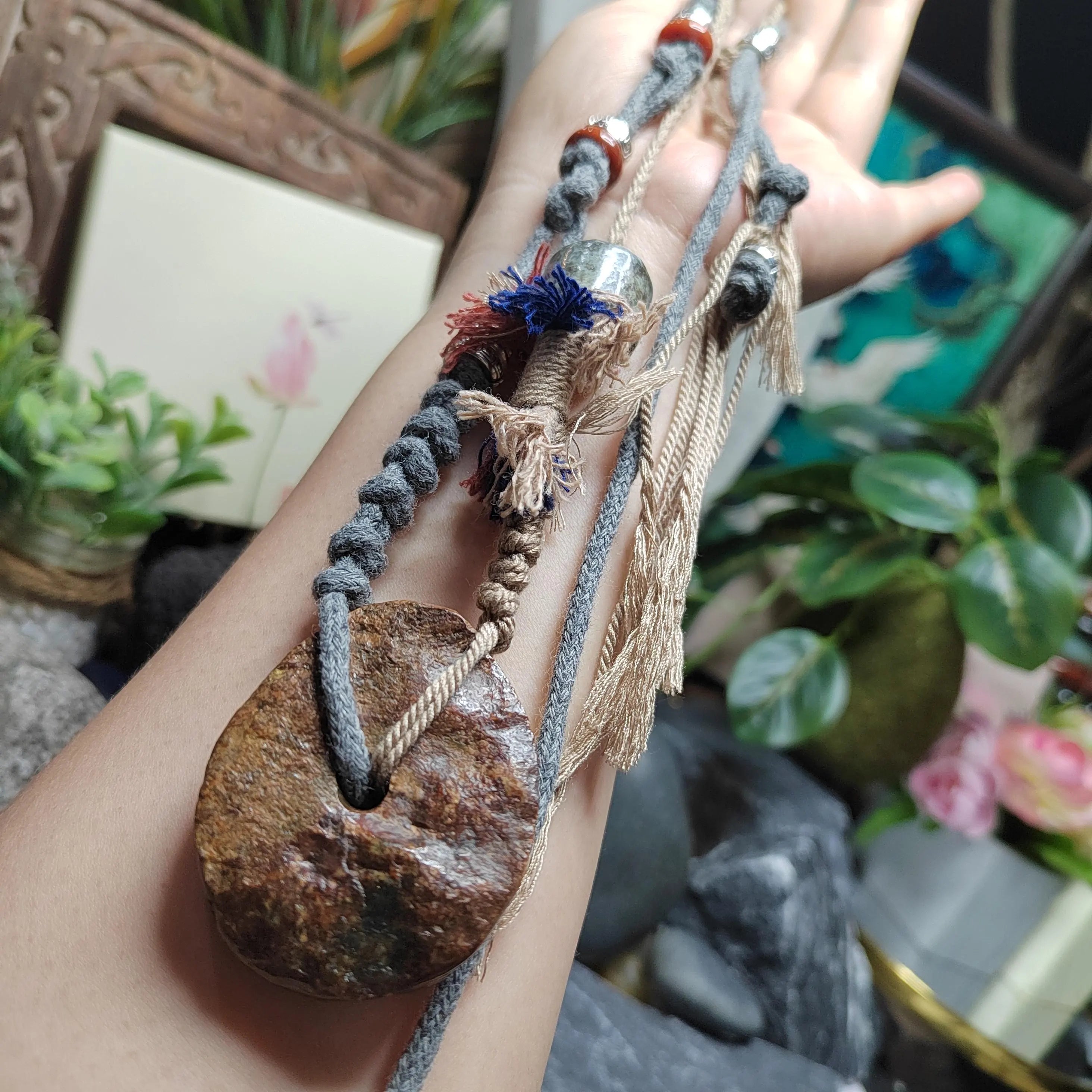 Certified Natural Hemo Jade Uneven Donut Pendant Necklace | SL601 SL Precious