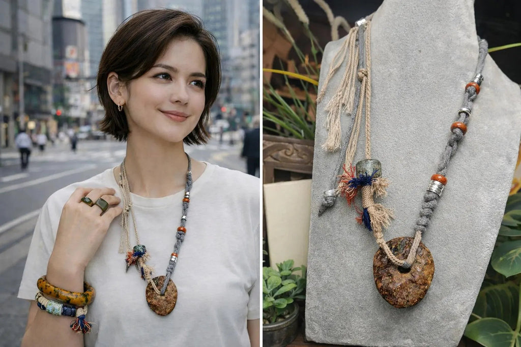 Certified Natural Hemo Jade Uneven Donut Pendant Necklace | SL601 SL Precious