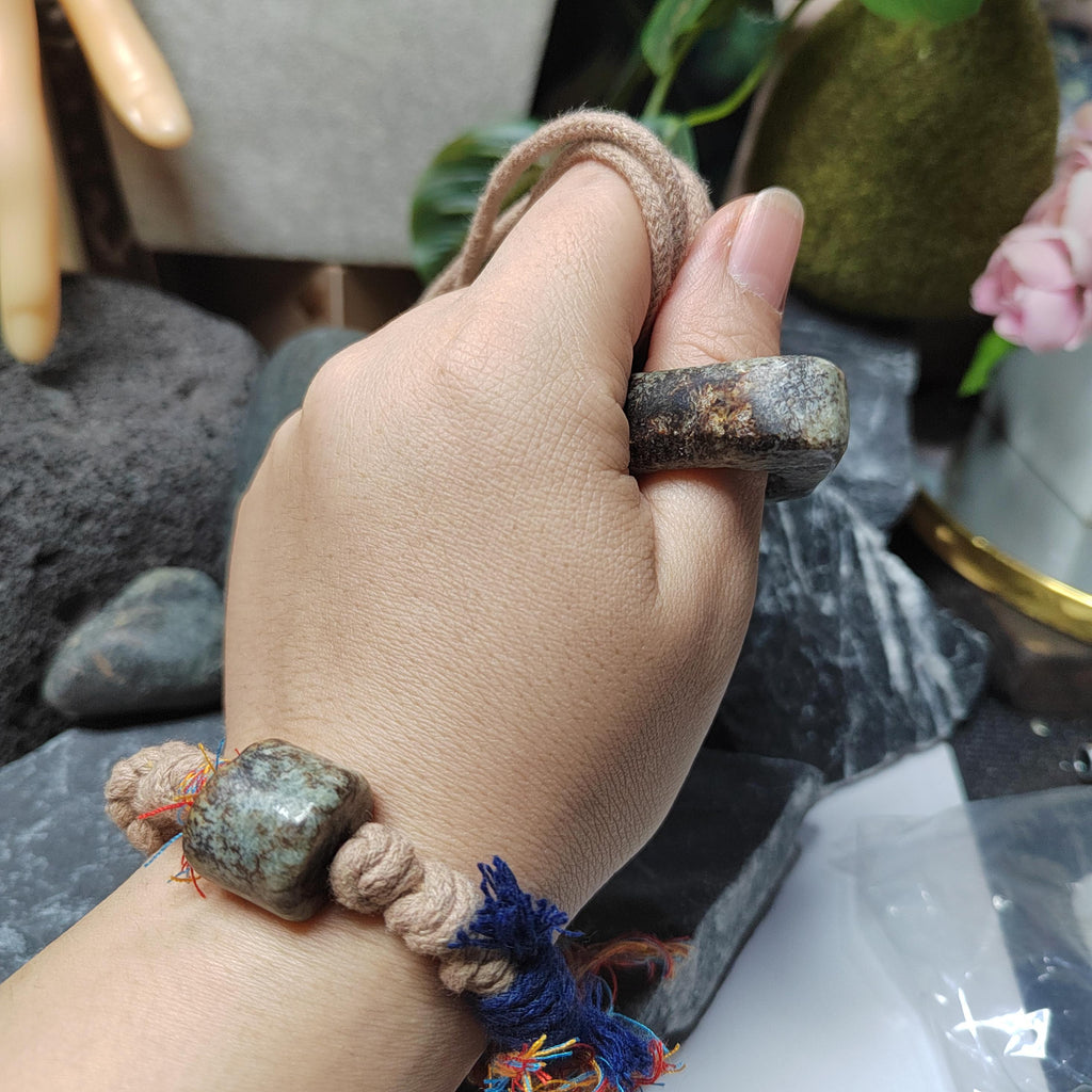 Certified Natural 2‑Piece Set Hemo Jade Ring/Pendant Adjustable Necklace | Barrel Bead Bracelet SL602 SL Precious