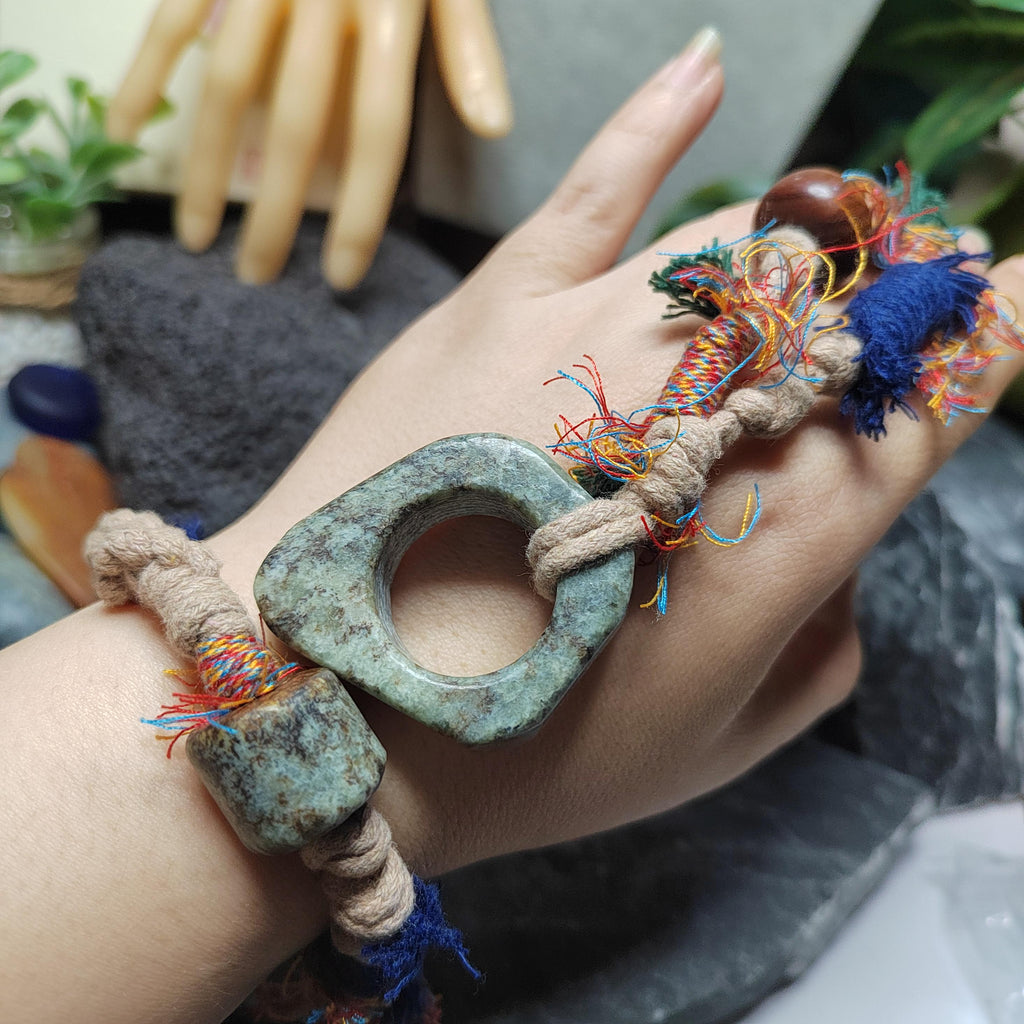 Certified Natural 2‑Piece Set Hemo Jade Ring/Pendant Adjustable Necklace | Barrel Bead Bracelet SL602 SL Precious
