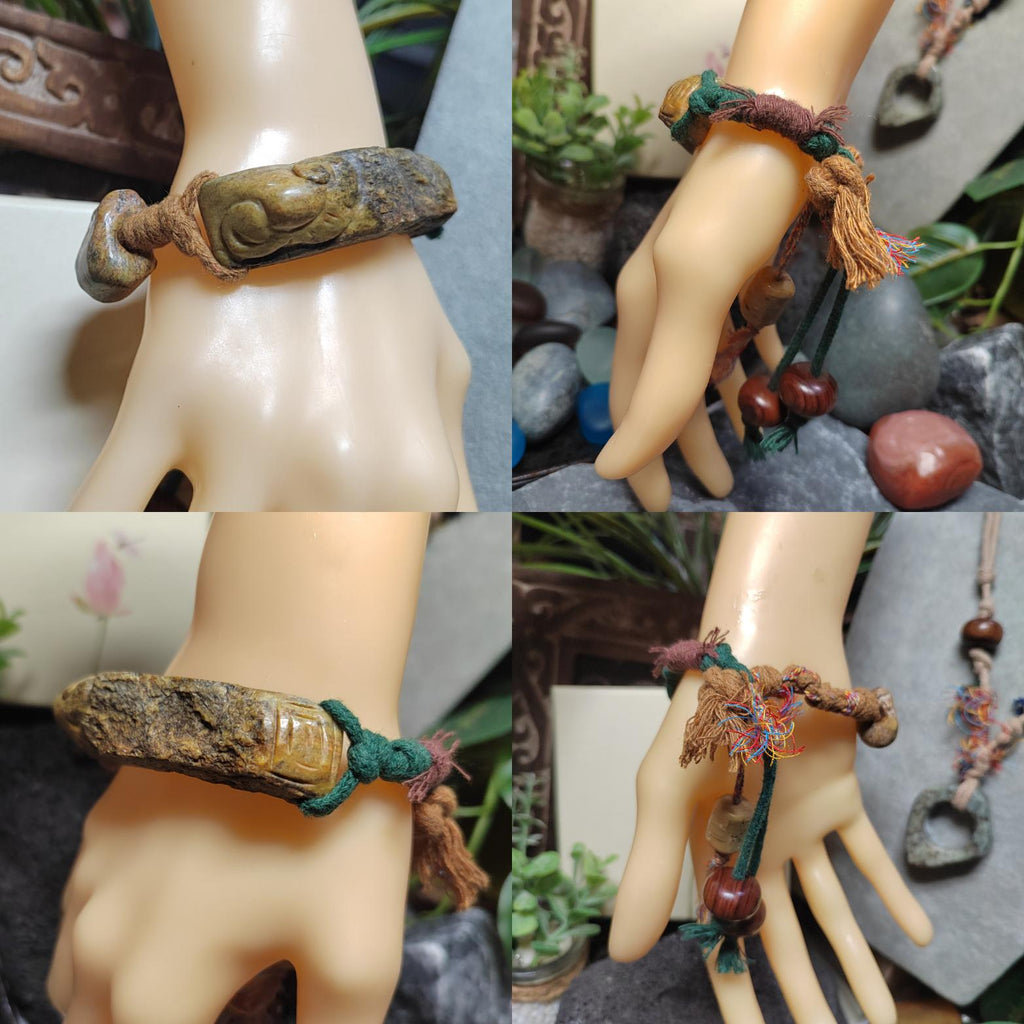 Certified Natural Hemo Jade Handcrafted RuYi Hui‑Pattern Adjustable Bracelet | SL603 SL Precious