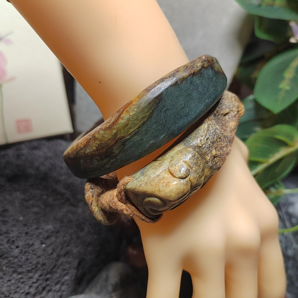 Certified Natural Hemo Jade Handcrafted RuYi Hui‑Pattern Adjustable Bracelet | SL603 SL Precious