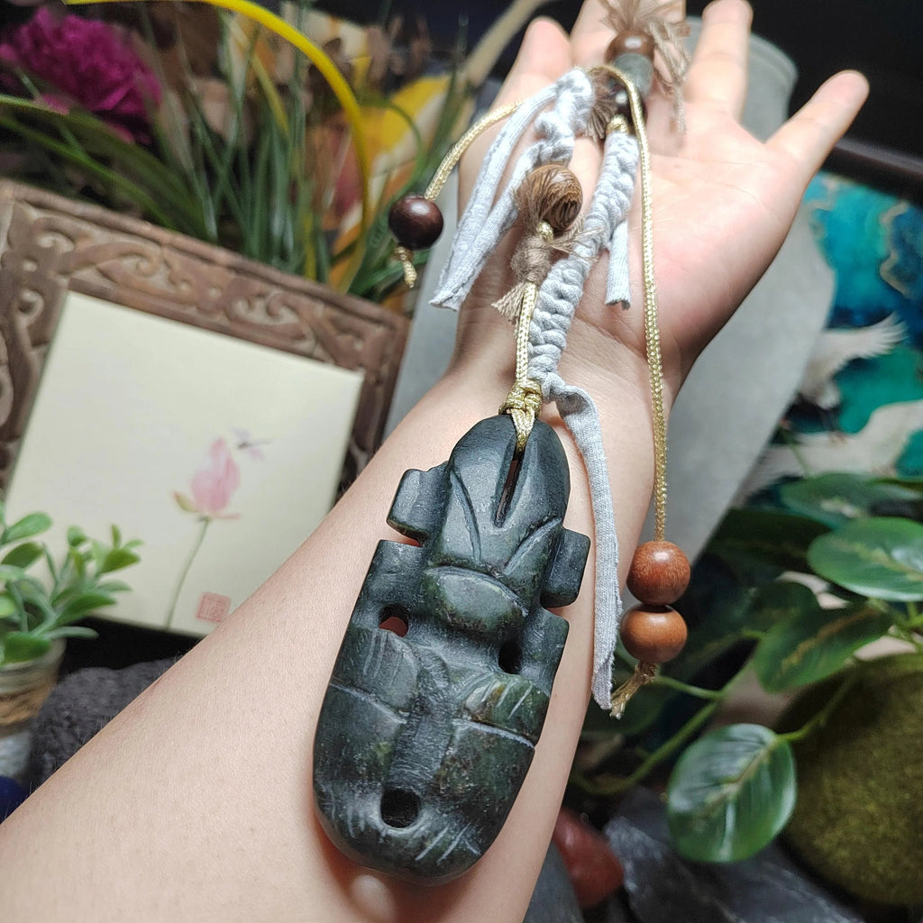 Certified Natural Nephrite Jade Hongshan Culture “Sun Man” Pendant Necklace | SL604 SL Precious