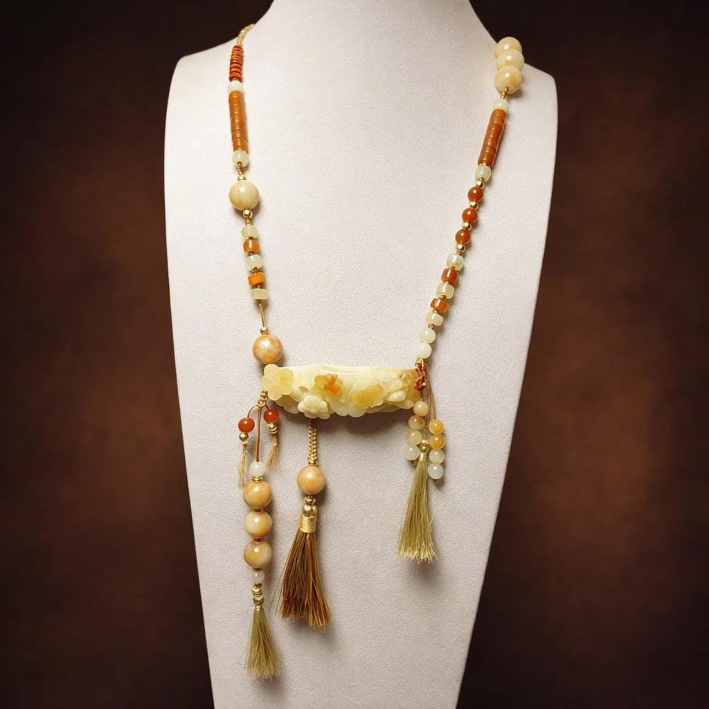 Certified Natural Xiuyan Jade King Stone “Butterflies, Plum Blossoms & Bamboo” Pendant Necklace | SL605 SL Precious