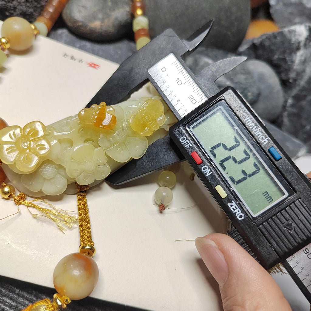 Certified Natural Xiuyan Jade King Stone “Butterflies, Plum Blossoms & Bamboo” Pendant Necklace | SL605 SL Precious