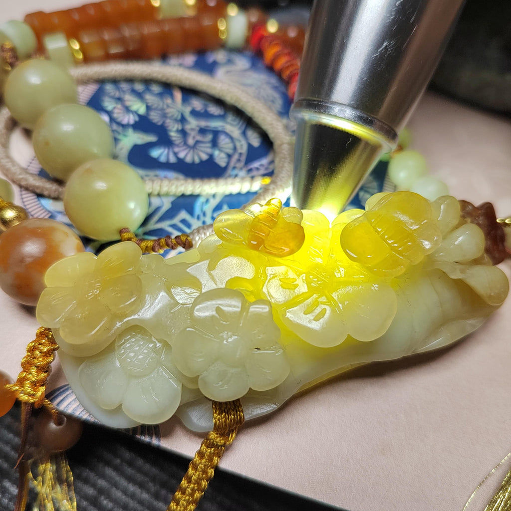 Certified Natural Xiuyan Jade King Stone “Butterflies, Plum Blossoms & Bamboo” Pendant Necklace | SL605 SL Precious