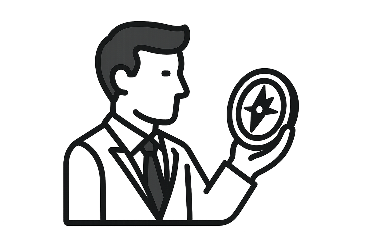 man with compass icon