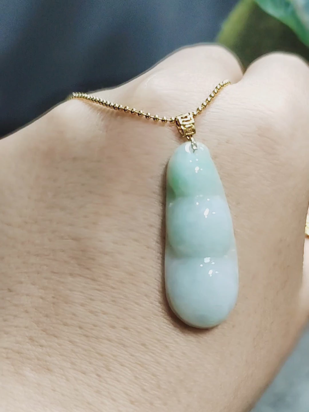 Certified Burmese Gemstone A-Grade Lucky Bean Jadeite Pendant | 18k Solid Yellow Gold Set | Jewelry for Women, Mom, Wife SL8014
