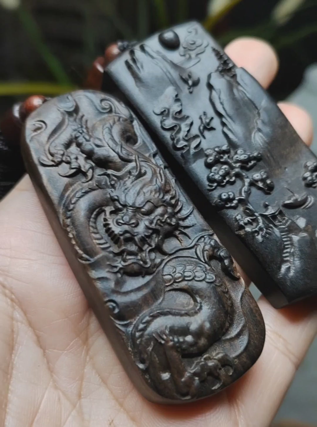 Agarwood Dragon Landscape Pendants Necklace | SL472 SL473