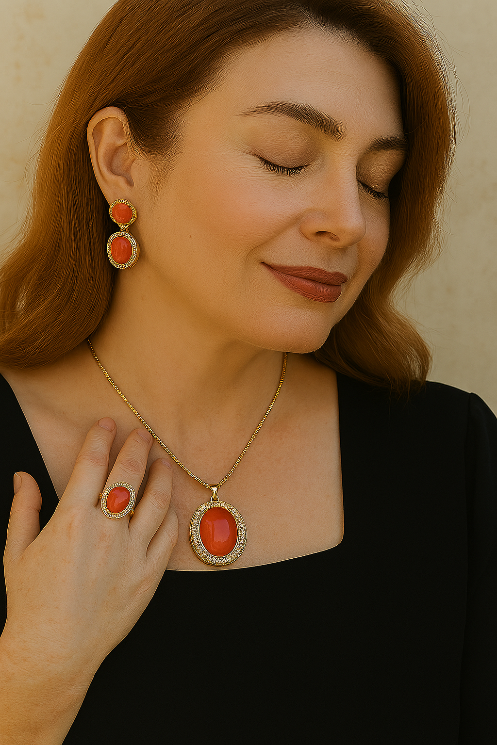 Certified Cultivated Momo Coral 3-Piece Jewelry Set SL357A
